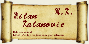 Milan Kalanović vizit kartica